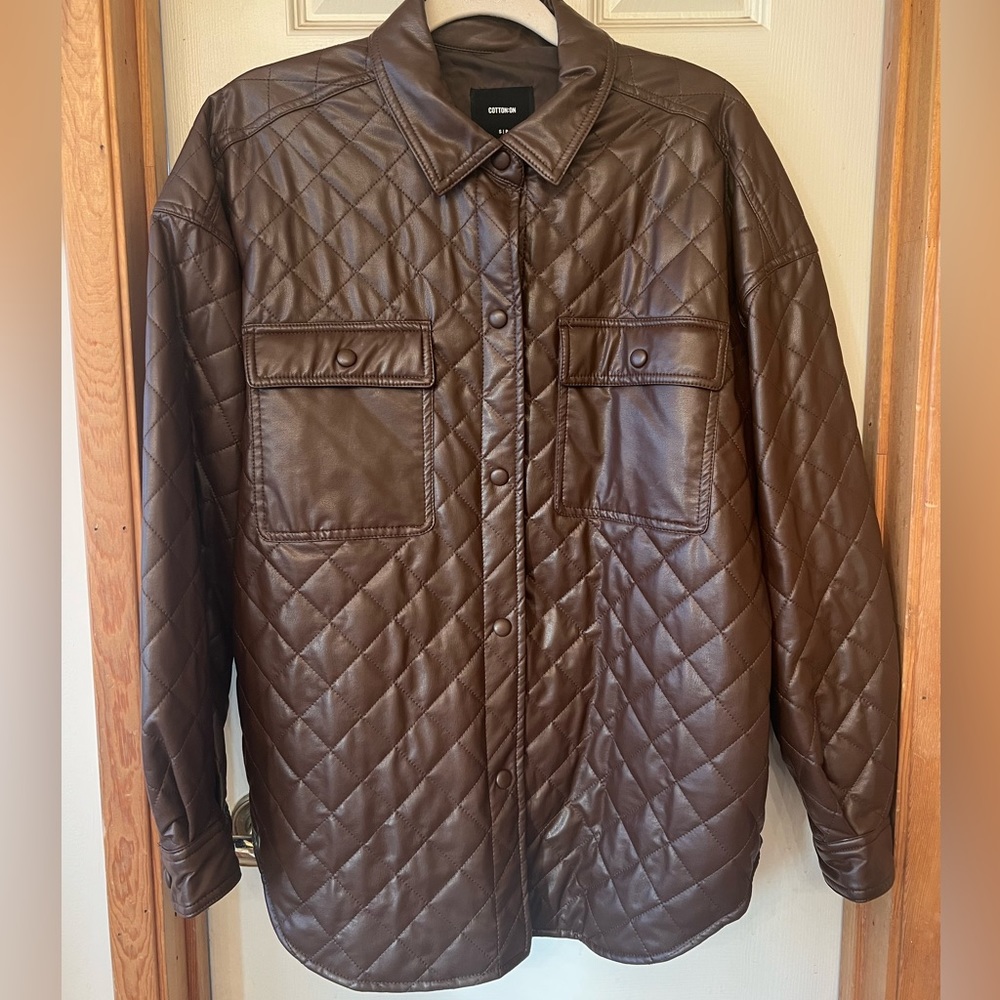 Cotton On faux leather shirt jacket